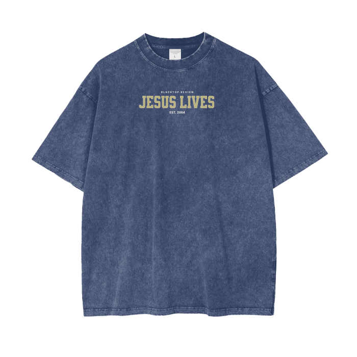 Jesus lives acid washed T-shirt