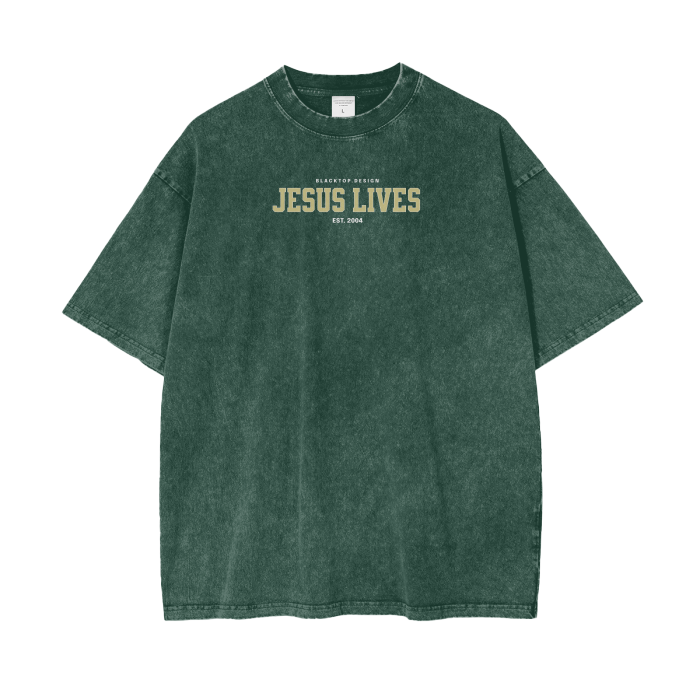 Jesus lives acid washed T-shirt