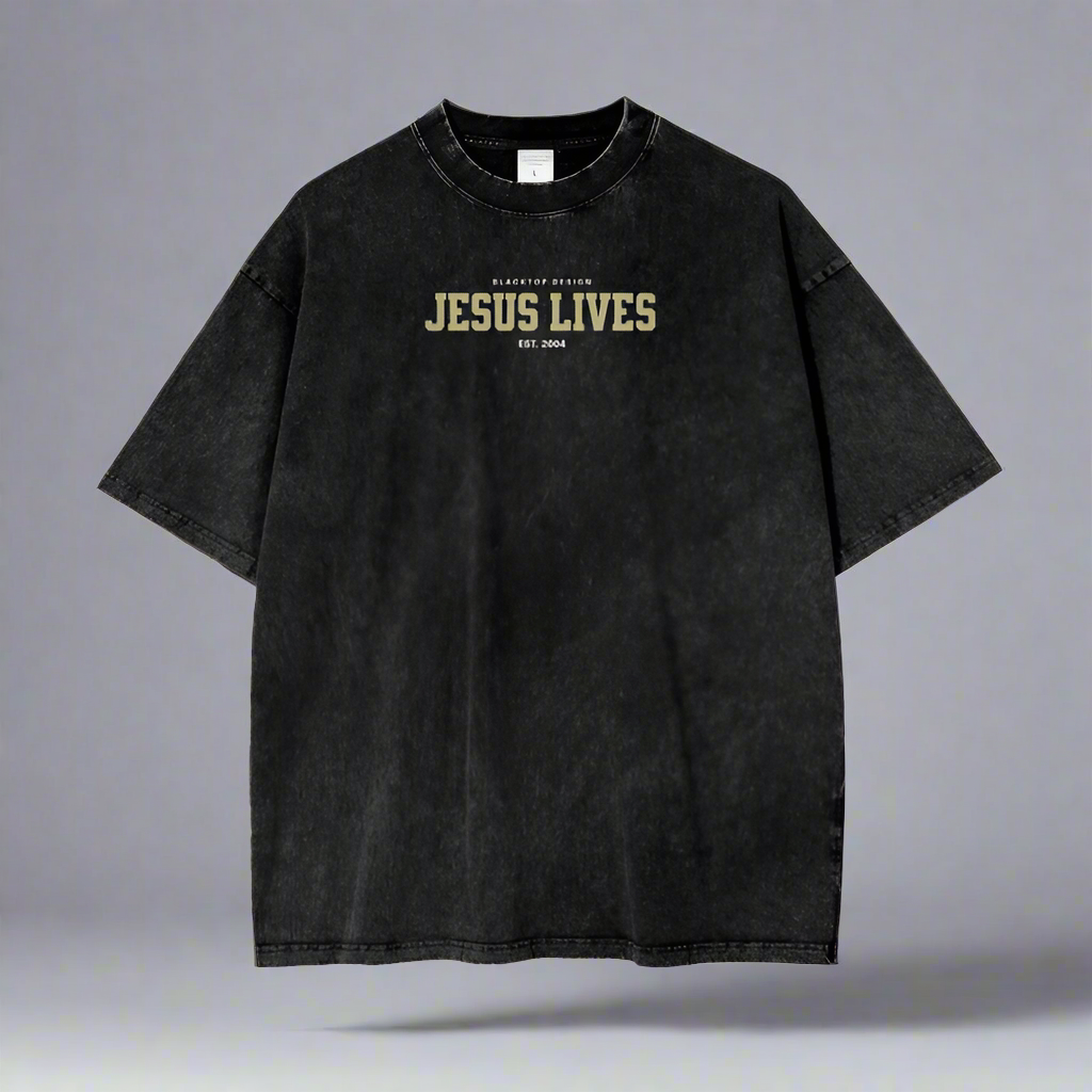 Jesus lives acid washed T-shirt