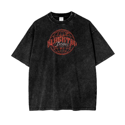 Blacktop Globe Acid Wash Oversize T-Shirt